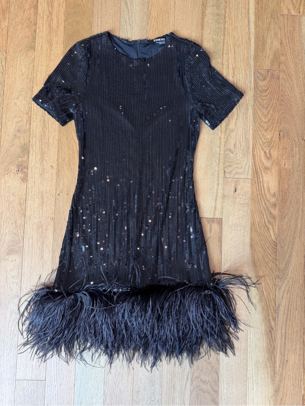Sophie Rue Bea Sequin Feather Mini Dress XS 🖤✨